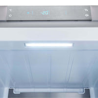 Refrigerador Tecno Vintage Side by Side 658 Litros Inox 122cm mostrando interior iluminado, painel digital em inox e acabamento anti‑manchas