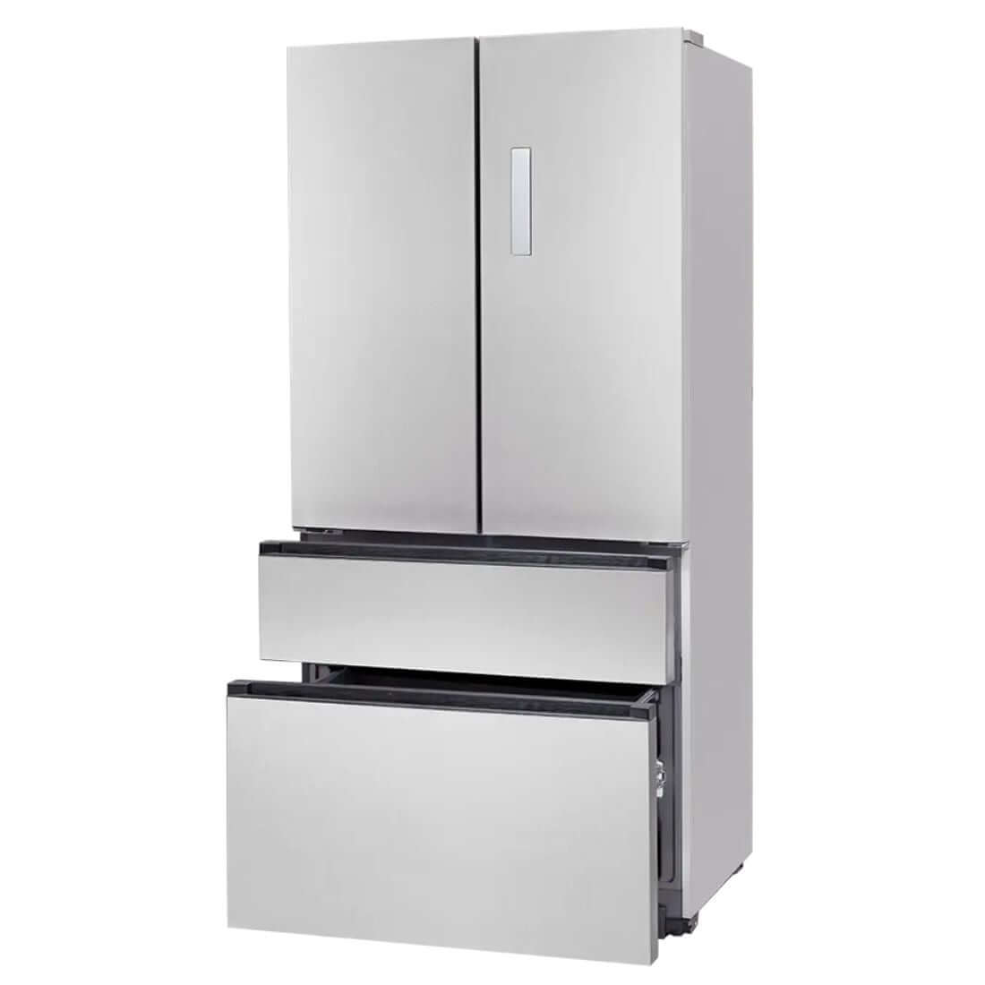Refrigerador Evol French Door inox 521L com duas portas superiores e duas gavetas inferiores - 91cm