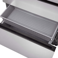 Refrigerador Evol French Door com gaveta de freezer aberta 521L inox 91cm mostrando compartimento interno