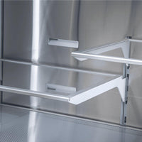 Refrigerador Evol French Door Moritz 572 Litros Inox interior prateleiras de vidro e suporte metálico com acabamento inox