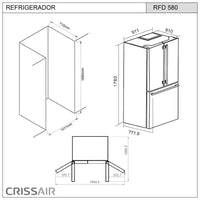 Refrigerador CrissAir French Door 575 Litros Inox 91cm
