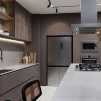 Refrigerador Debacco 600 Litros Inox 91cm refrigerador em inox escovado, quatro portas com puxadores embutidos e design moderno