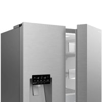 Refrigerador Gorenje French Door 466 Litros Inox em detalhe com acabamento Touch Free e painel de controle