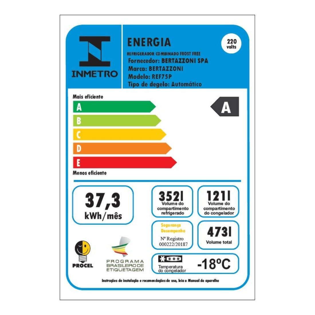 Refrigerador Bertazzoni  p/ Revestir e embutir Bottom Freezer 473 Litros 74cm Inox 220V - Abertura para Esquerda