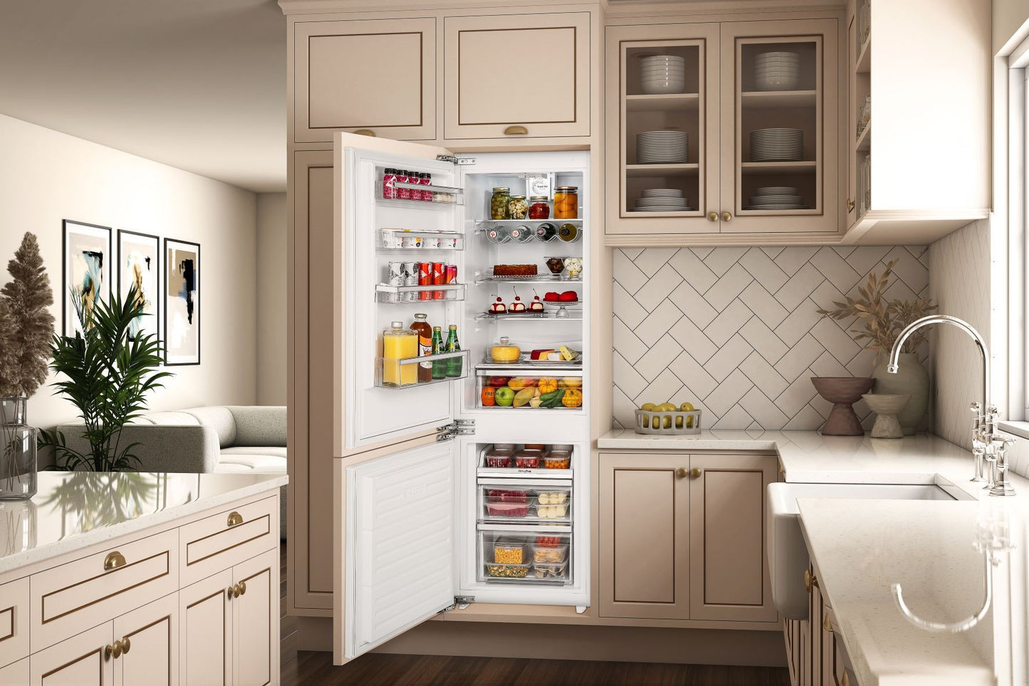Refrigerador Bottom Freezer Tecno para Revestir 233 Litros 220V - Portas Reversíveis