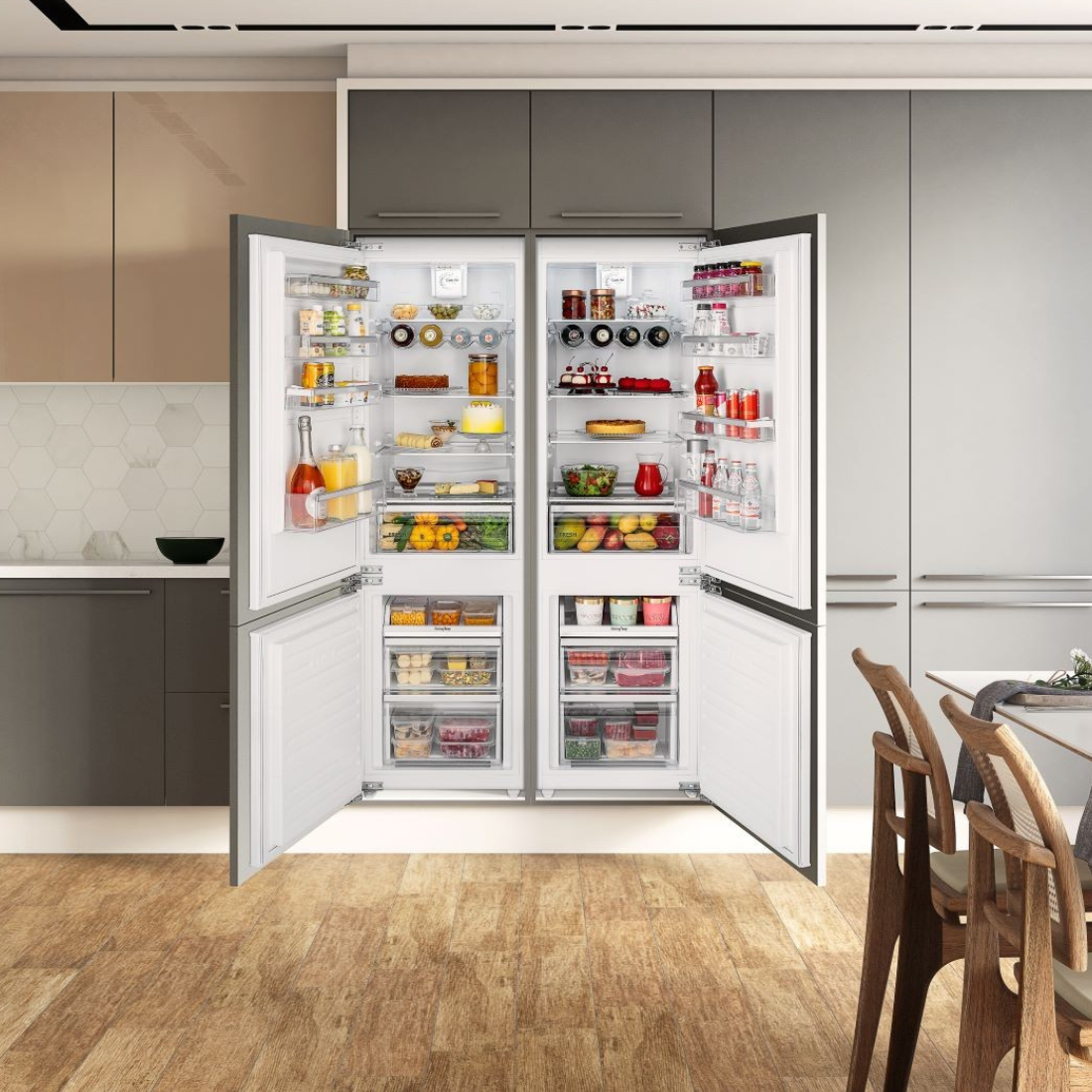 Refrigerador Bottom Freezer Tecno para Revestir 233 Litros 220V - Portas Reversíveis