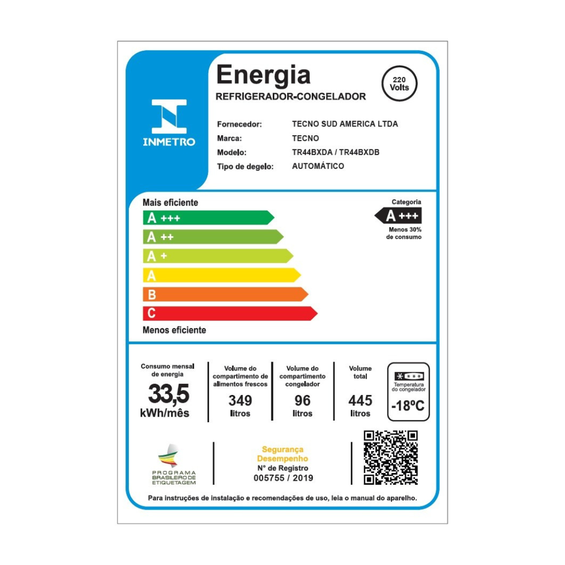 Refrigerador Bottom Freezer Tecno de embutir Professional DUO 890L 152cm 220V