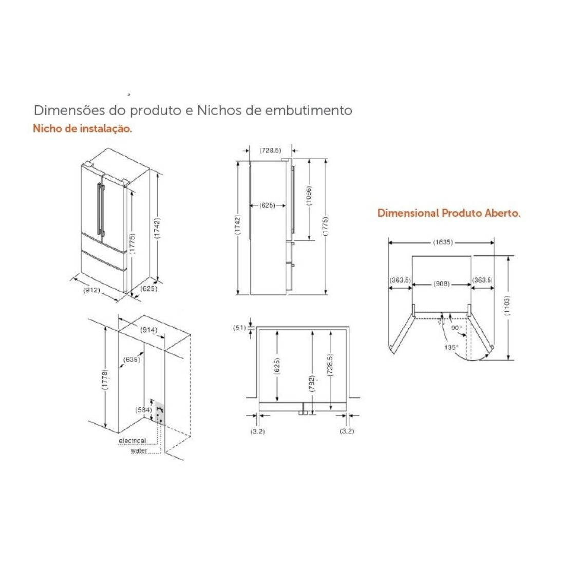 Refrigerador French Door Tecno Professional 636 Litros 220V