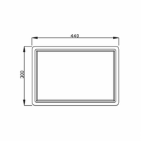 Tábua Debacco Quadratino Gourmet 440x300 mm vista técnica com borda rebaixada para reter sucos