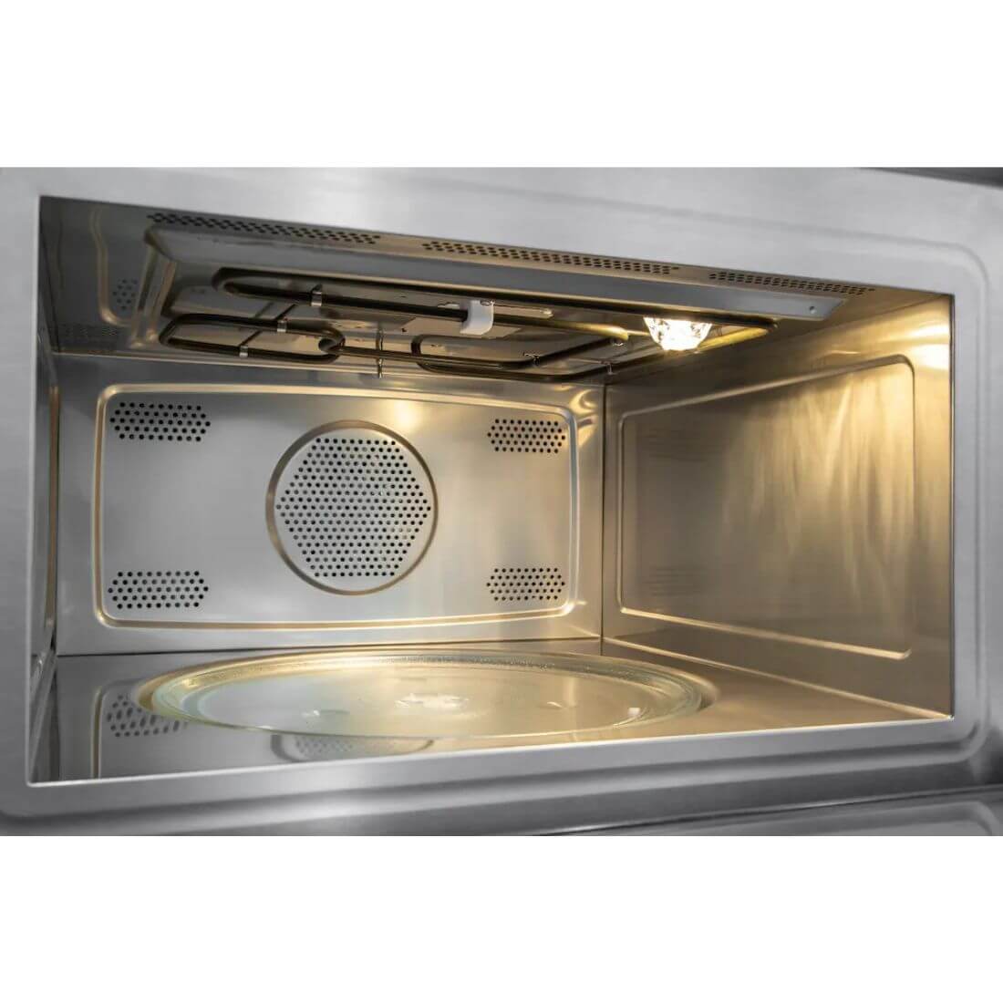 Forno Evol combinado com Micro-ondas IX17 vidro preto 60cm interior em aço inox, prato giratório e painel de convecção
